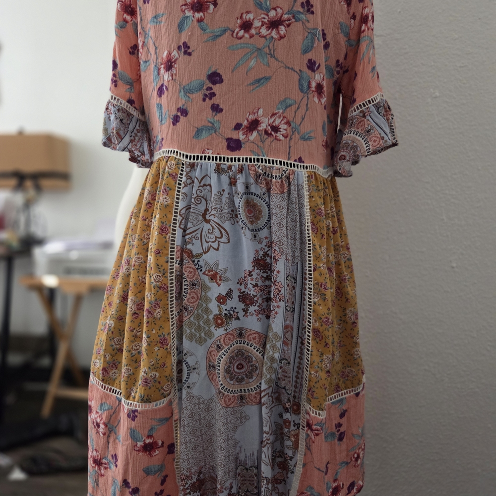 Chic Bohemian Patchwork Mini Dress - image 6